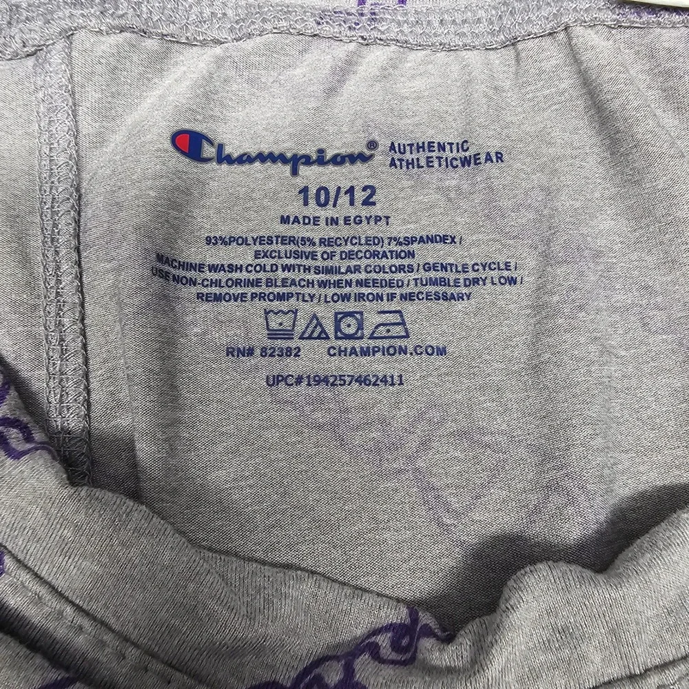 Champion Leggings Girls 10/12 Gray Purple Script Logo Retro Athletic Y2K Boho